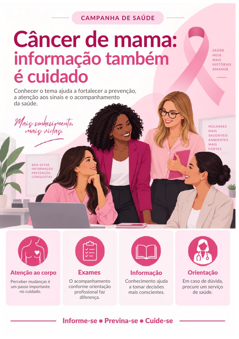 Cartaz informativo sobre câncer de mama