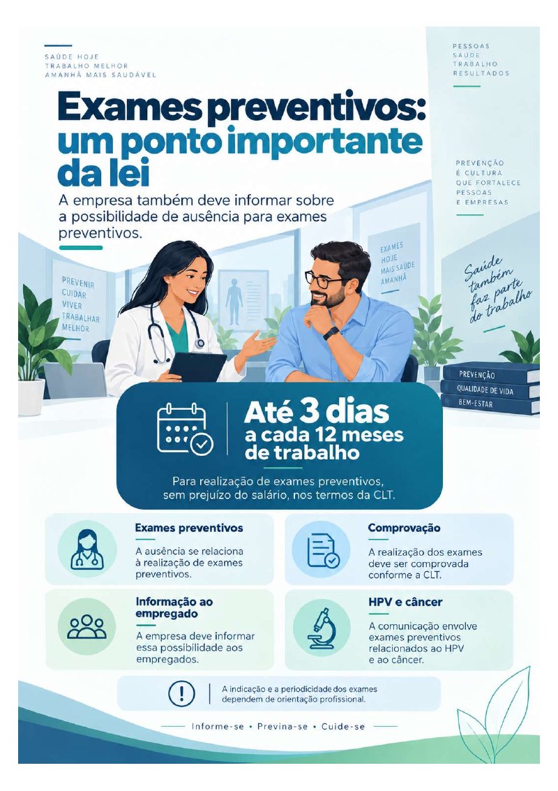 Página sobre exames preventivos previstos na lei