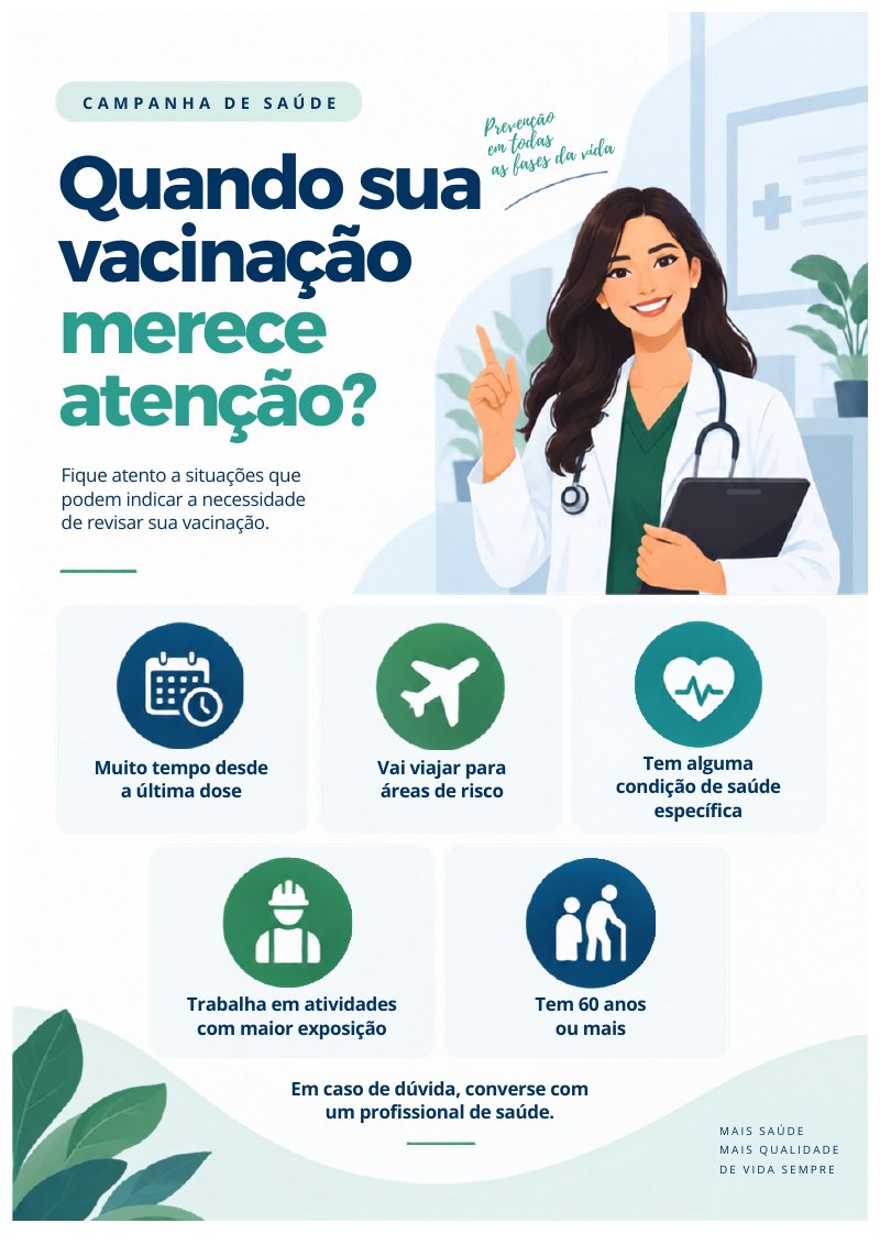 Cartaz sobre quando a vacinação merece atenção