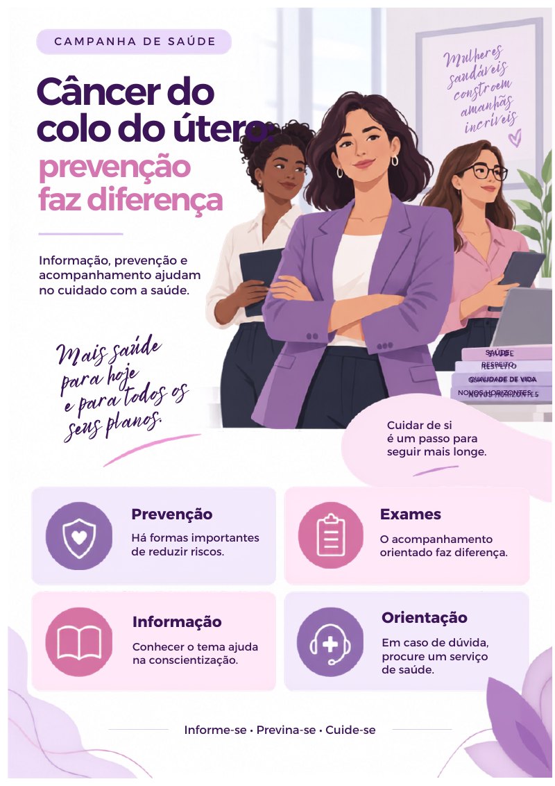 Cartaz sobre prevenção do câncer do colo do útero