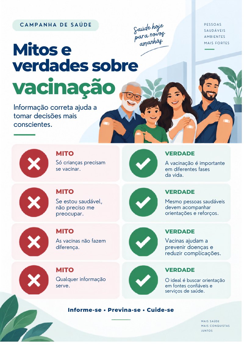 Cartaz sobre mitos e verdades da vacinação