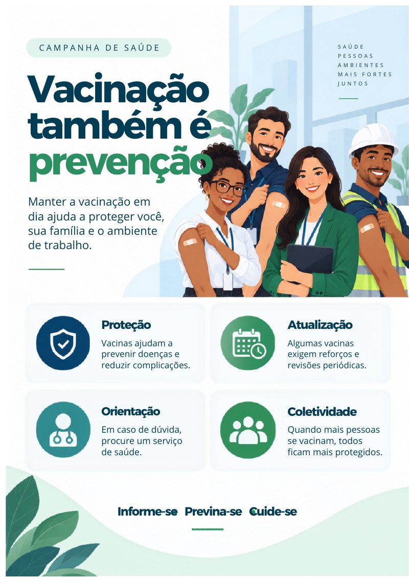 Cartaz sobre vacinação e prevenção